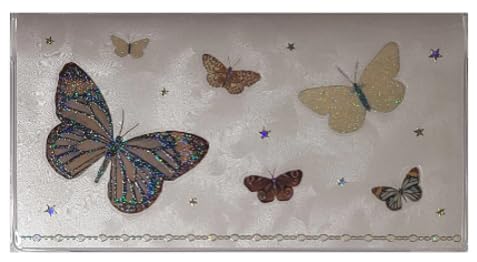3 Year Bling Glitter Pocket Calendar Planner 2025-2027 with Free Note Pad - Wildlife & Animals Theme (White Monarch Butterfly) | Perfect for School, Office, Travel & Gift Giving