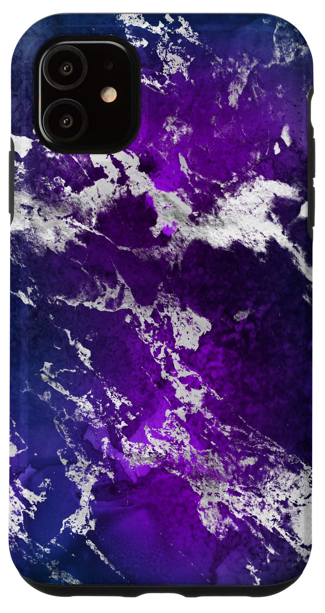 Premium iPhone 11 Case with Galaxy Natural Purple Precious Stone Pattern - Slim Protective Cover for Everyday Use, Travel & Work