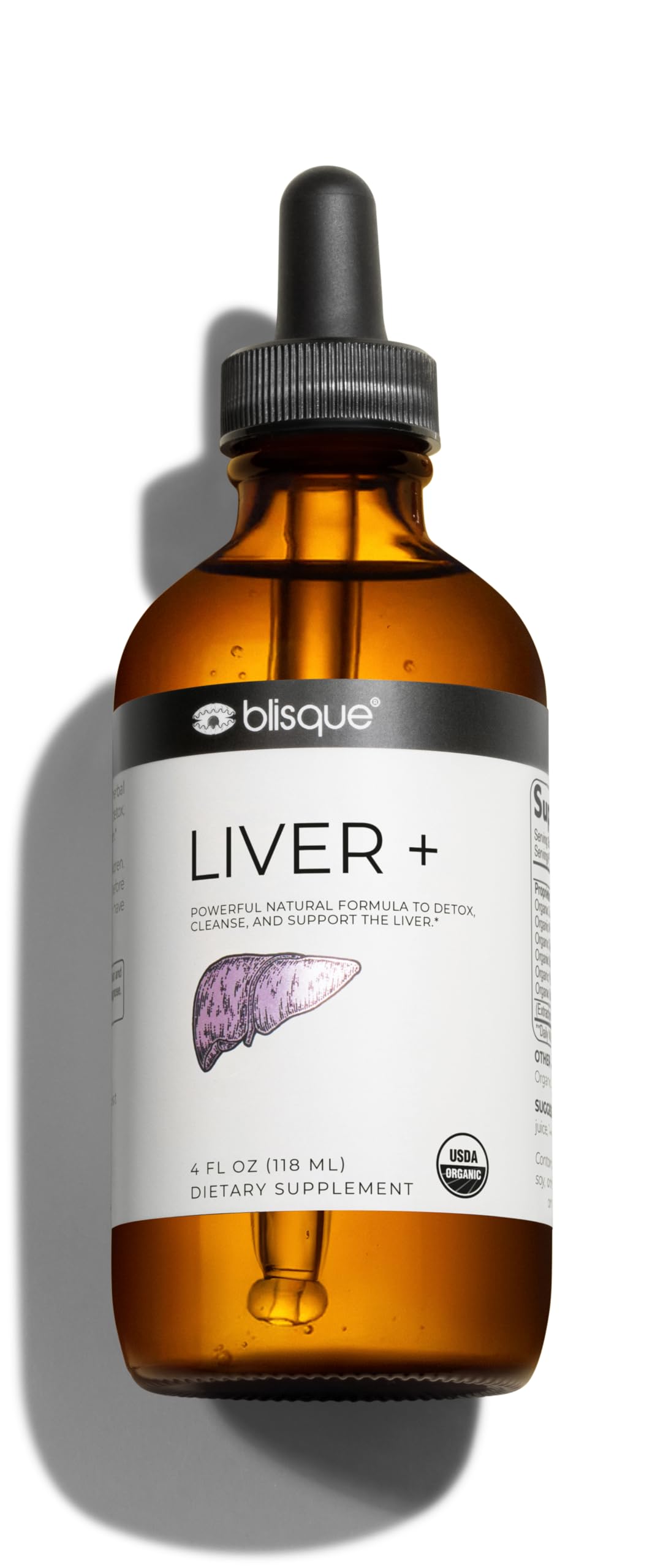 Blisque Organic Liver Support Supplement – Detox, Cleanse & Repair Liver with Milk Thistle & Dandelion Root | Doctor-Approved Natural Formula | 4oz (118 Servings) | Supports Digestion & Energy for Active Lifestyles