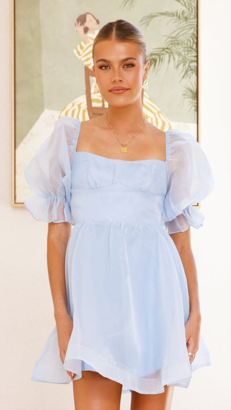 Lakeithia Mini Dress for Women - Blue Flowy Summer Dress | Casual & Party Wear | Perfect for Beach, Vacation & Night Out
