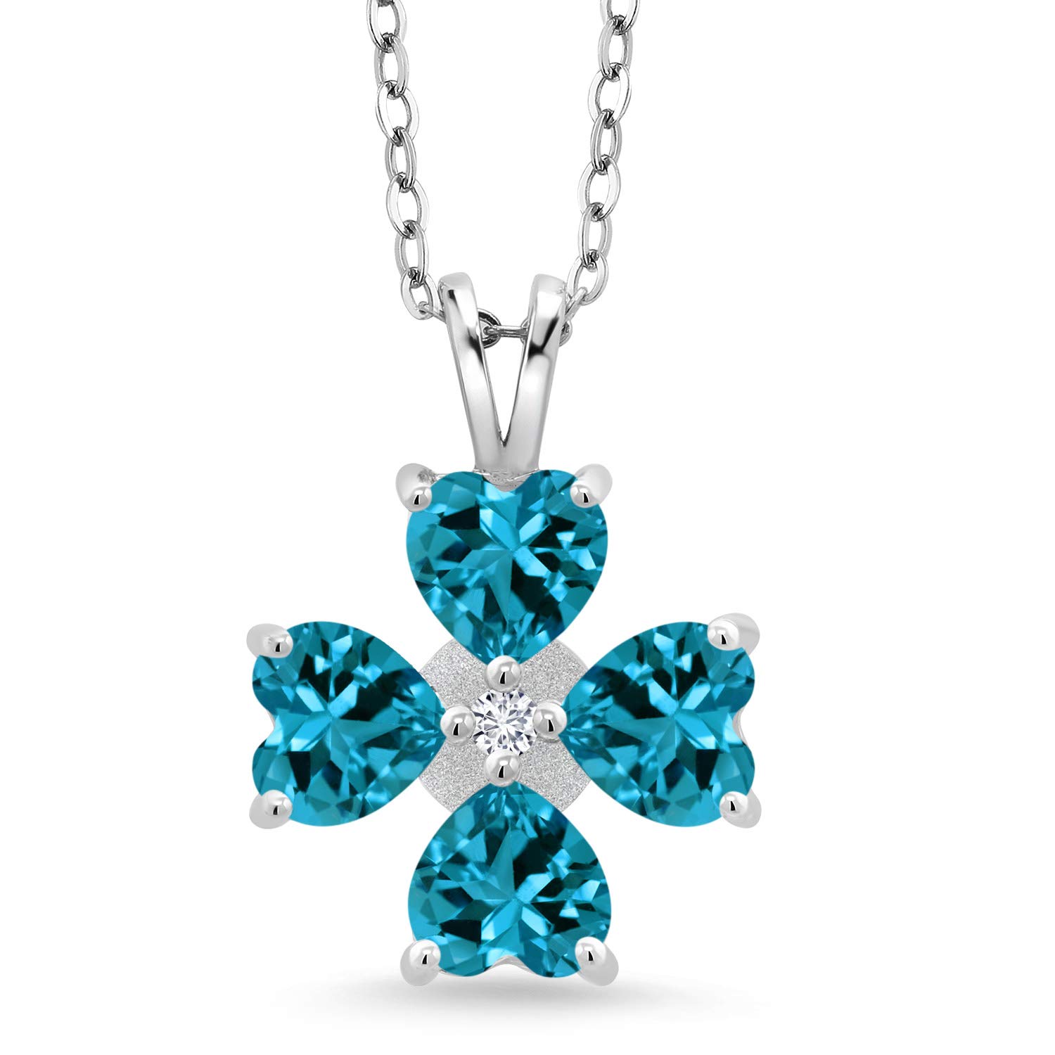 3.84 Ct London Blue Topaz & Lab-Grown Diamond Pendant in 925 Sterling Silver | Elegant Necklace for Women, Perfect for Weddings, Parties & Everyday Wear