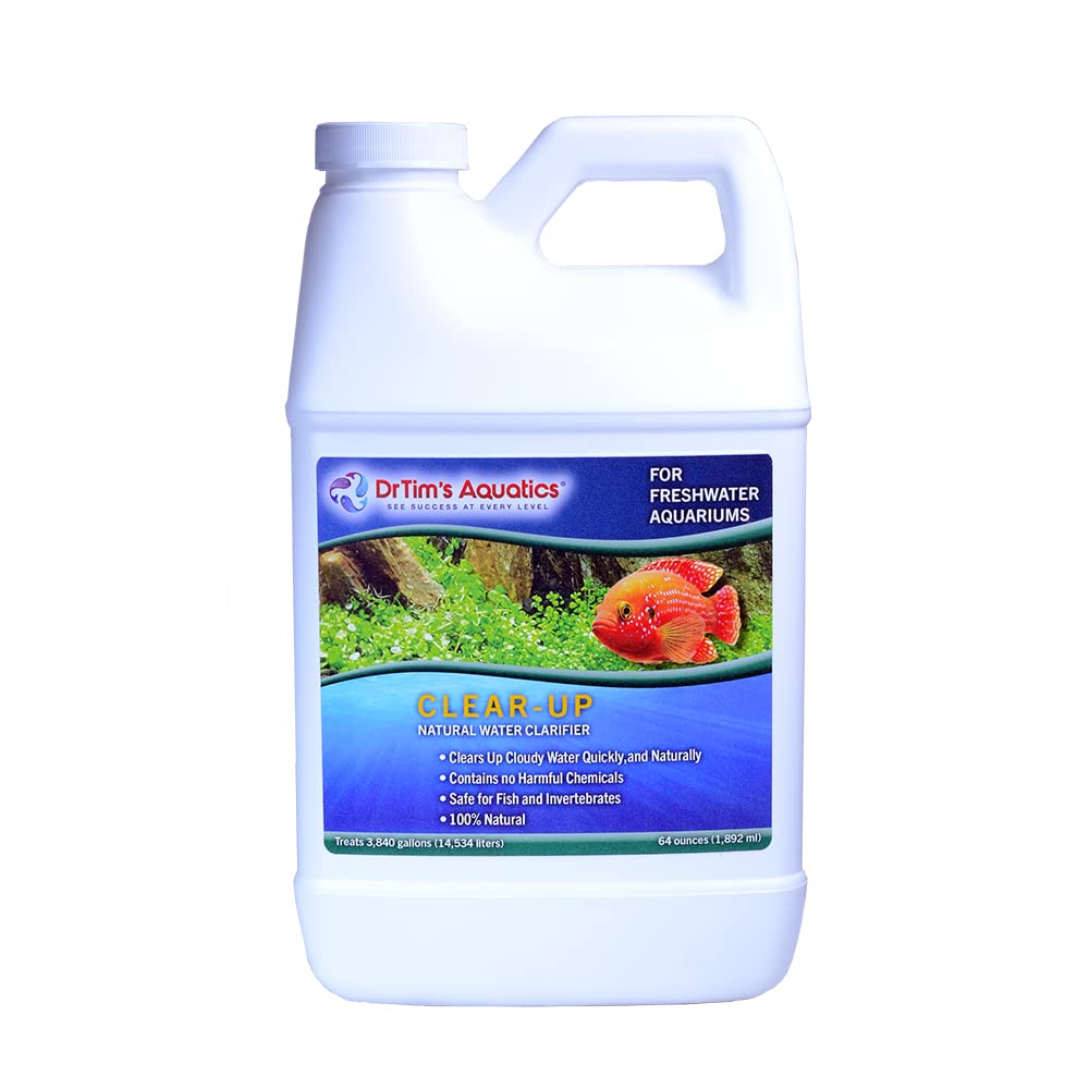 DrTim’s Aquatics Freshwater Clear-UP Natural Water Clarifier for Fish Tanks & Aquariums – Eco-Friendly Water Treatment Solution – Removes Toxins & Improves Water Clarity – Treats Up to 3840 Gallons – Perfect for Cloudy Water, Algae Control & Fish Health Maintenance