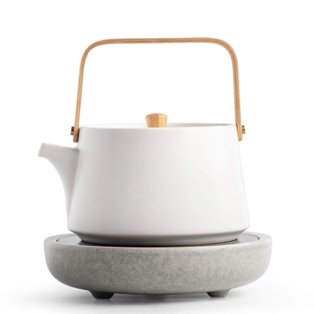 Premium Electric Tea Kettle Set - 5-Speed Smart Ceramic Teapot with Silent Operation, White (18x18cm) - Perfect for Home, Office & Gift Giving