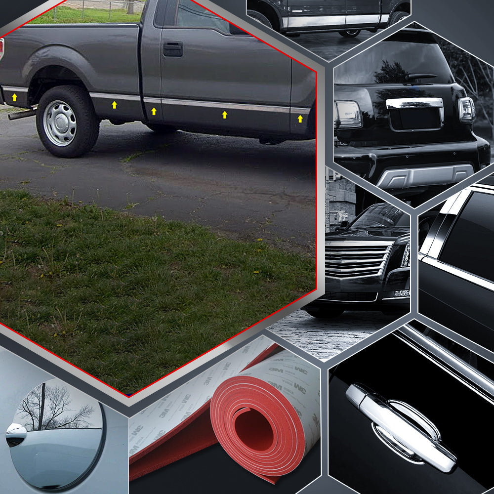 10pcs Stainless Steel Body Molding Insert Trim Kit for 2009-2014 Ford F-150 - Upgrade Truck Exterior & Protect Paint from Scratches
