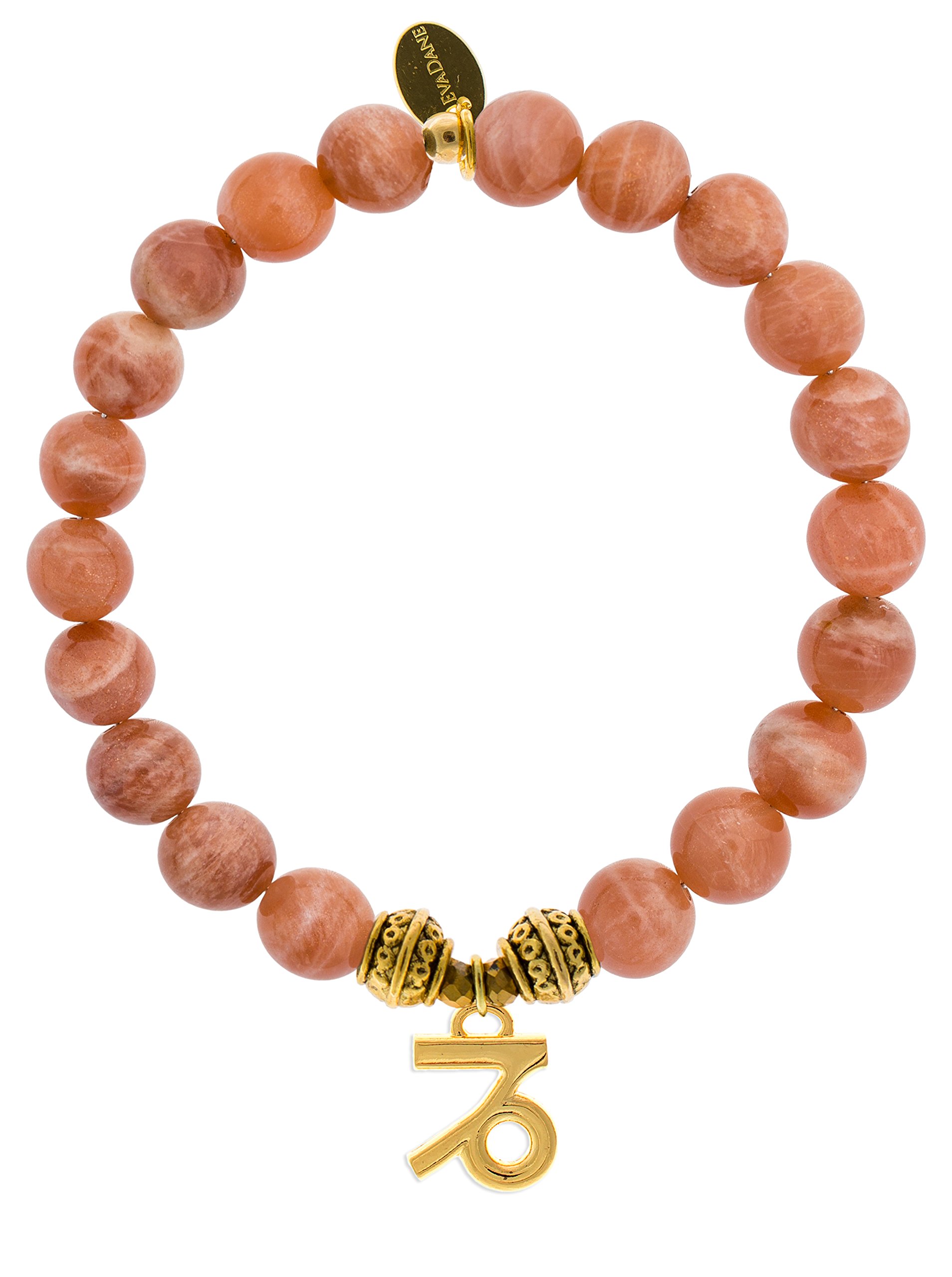 Natural Red Moonstone Gemstone Stretch Bracelet - Tibetan Bead Capricorn Charm for Women, Zodiac Jewelry, Healing Crystal for Meditation & Spiritual Protection