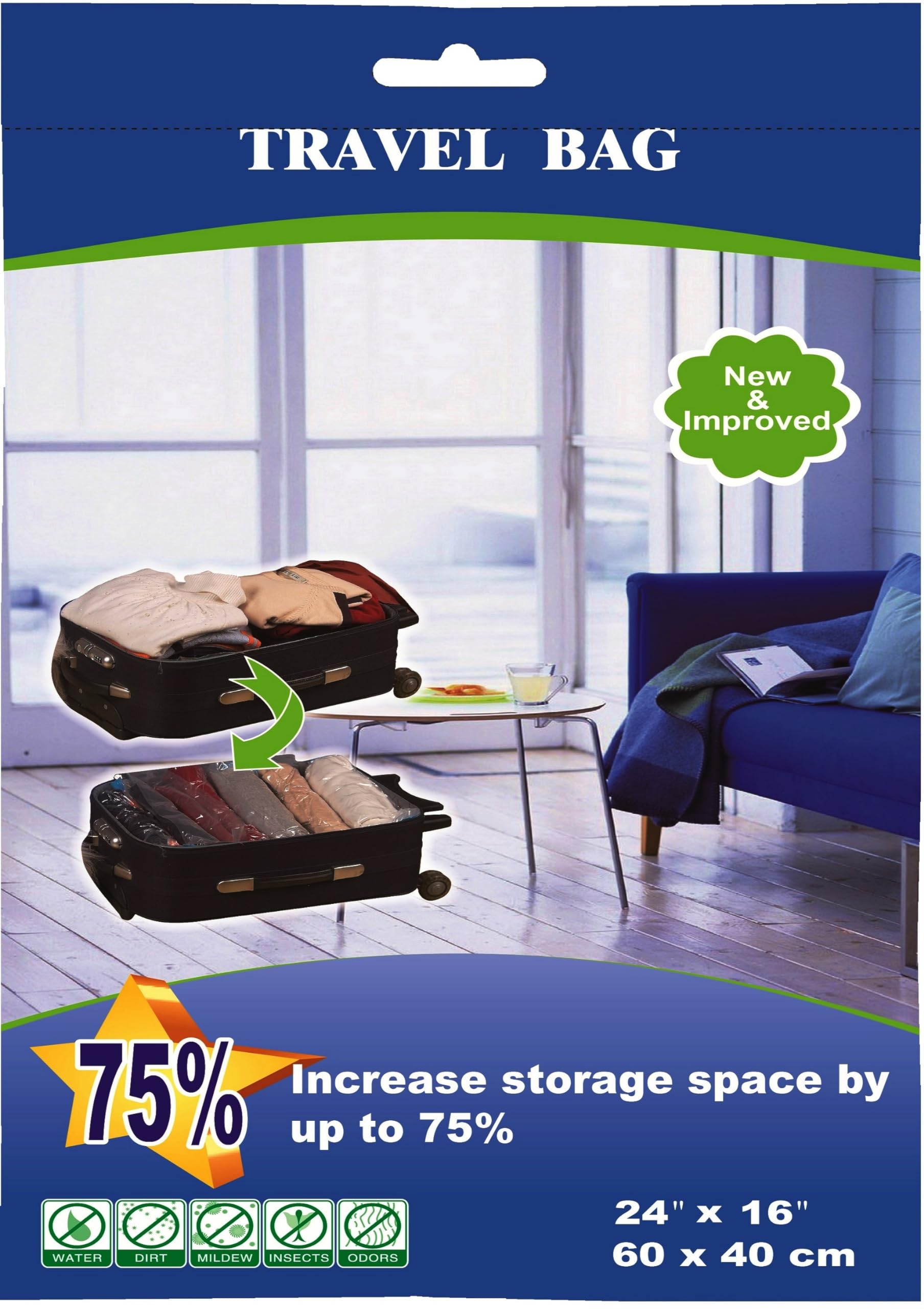 40 Pack Medium Vacuum Storage Bags for Travel - Space Saving Compression Bags for Luggage, Suitcase & Closet Organization | Perfect for Packing, Moving & Seasonal Storage