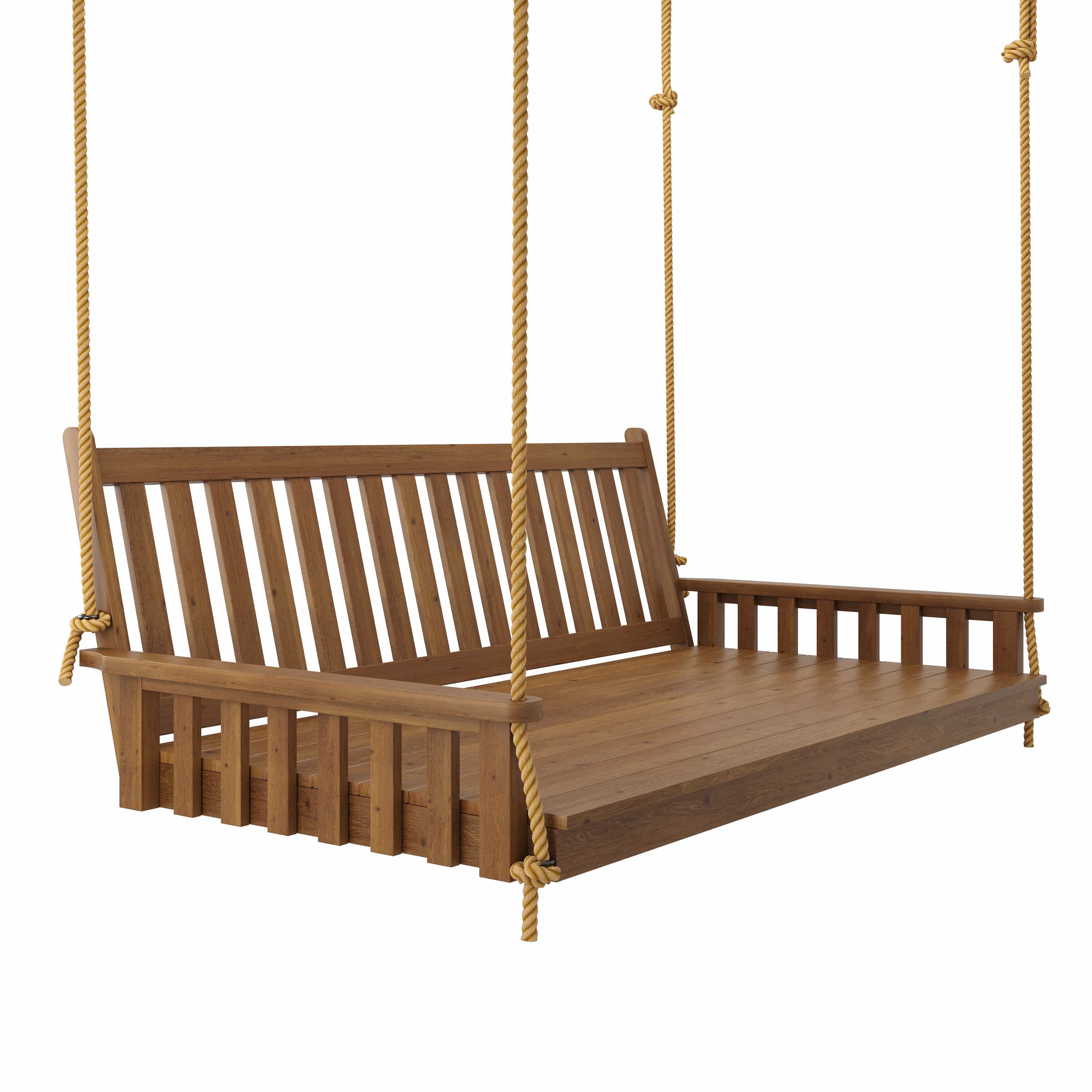 Keystone Amish Co. 6 Foot Franklin Red Cedar Swing Bed with Mushroom Stain - Outdoor Porch Swing Bed for Patio, Garden, and Backyard Relaxation