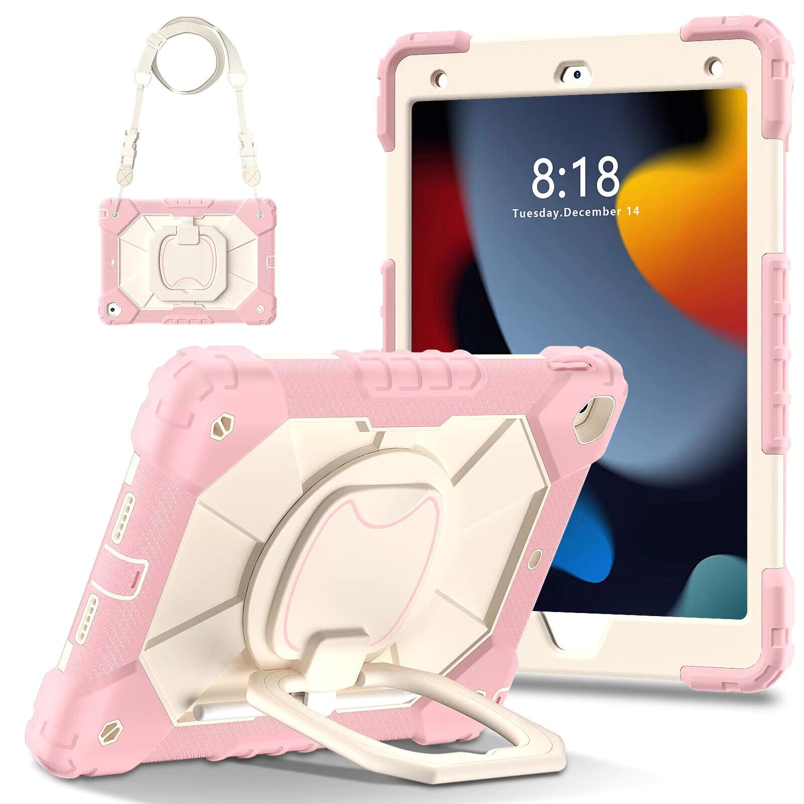 Shockproof Kids Case for iPad 5th Generation 9.7 Inch - Heavy Duty Protective Cover in Peach Pink - Perfect for School, Travel & Playtime