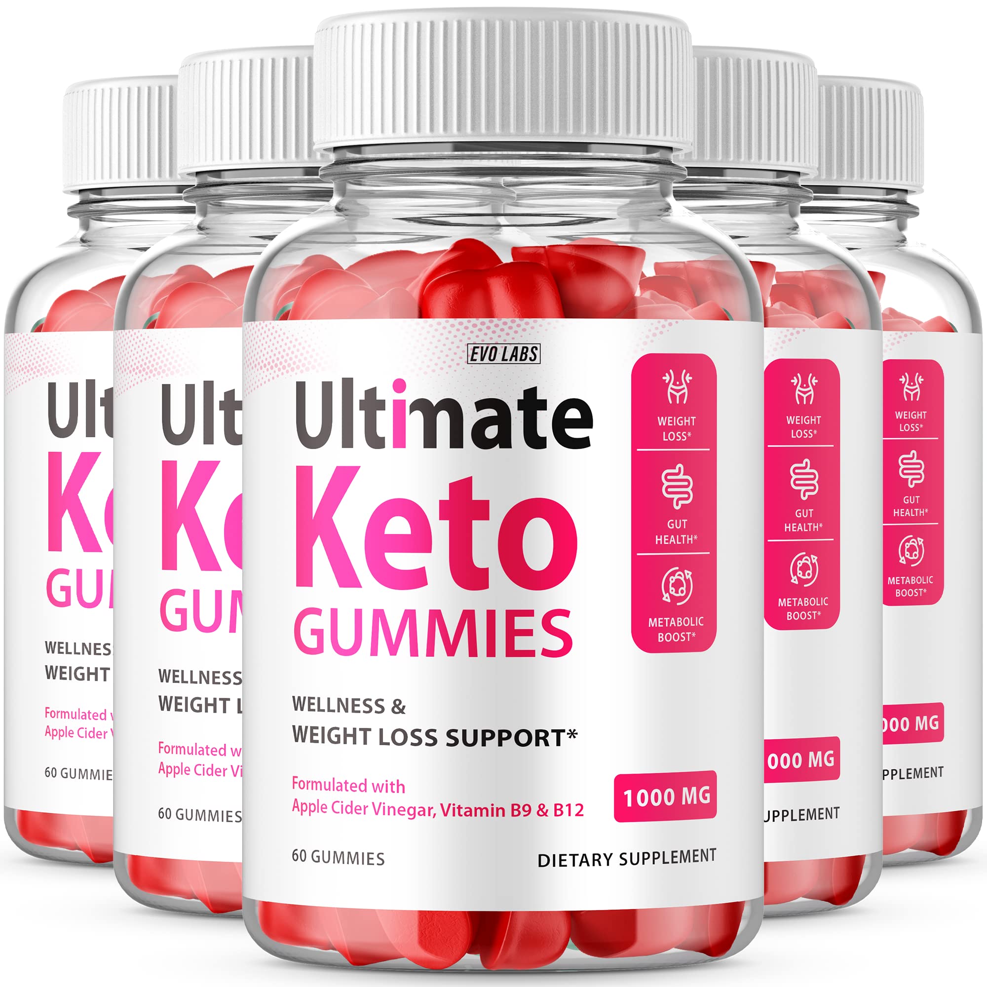 (5 Pack) Ultimate Ketos Gummies Max Potency - 300 Gummies for Weight Loss & Energy Boost - Perfect for Keto Diet & On-the-Go Snacking