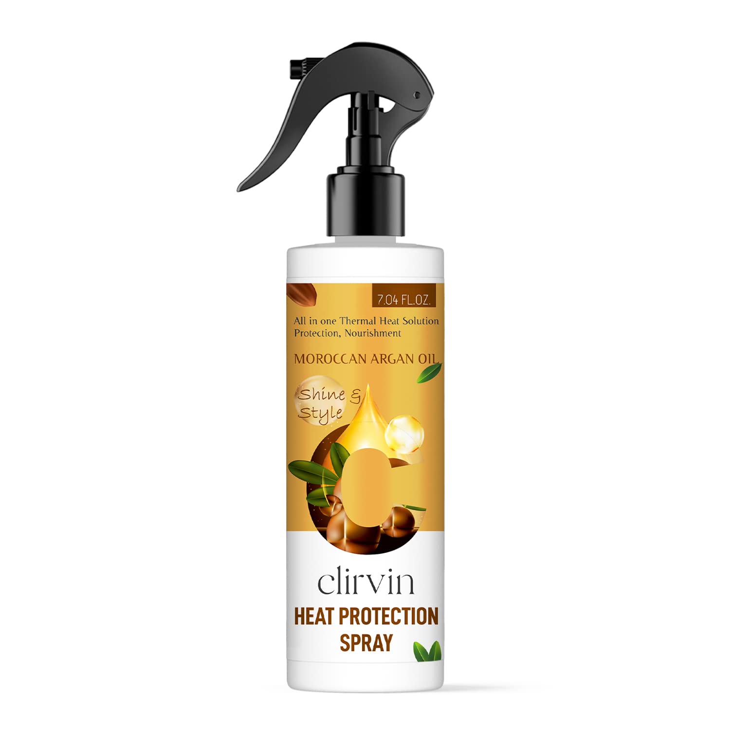 Clirvin Argan Oil Heat Protection Spray for Hair - Sulfate & Paraben Free (200ml) - Safe for Men & Women - Perfect for Blow Drying, Straightening & Styling