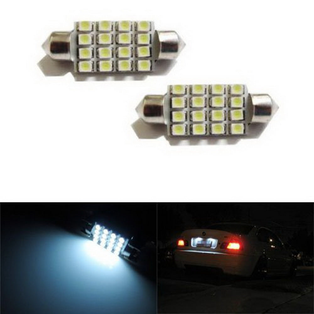 2-Pack Xenon White 1.50 16 SMD 6418 C5W LED Bulbs - Super Bright License Plate Lights for Cars, Trucks, SUVs - Easy Installation & Long Lifespan (Perfect for Night Driving & Enhanced Vehicle Appearance)