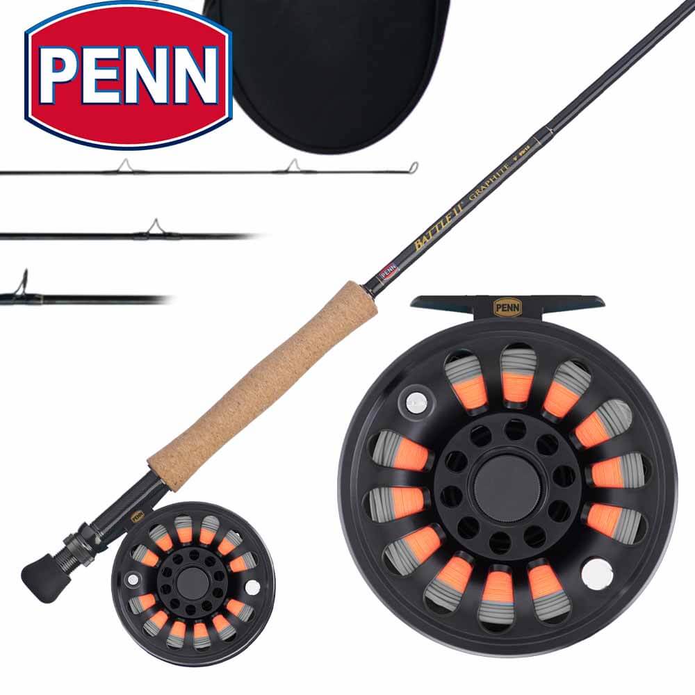 Penn Battle Fly Fishing Rod and Reel Combo - Lightweight Graphite Rod with Smooth Drag Reel for Freshwater & Saltwater Fishing - Perfect for Trout, Bass, and Salmon Angling