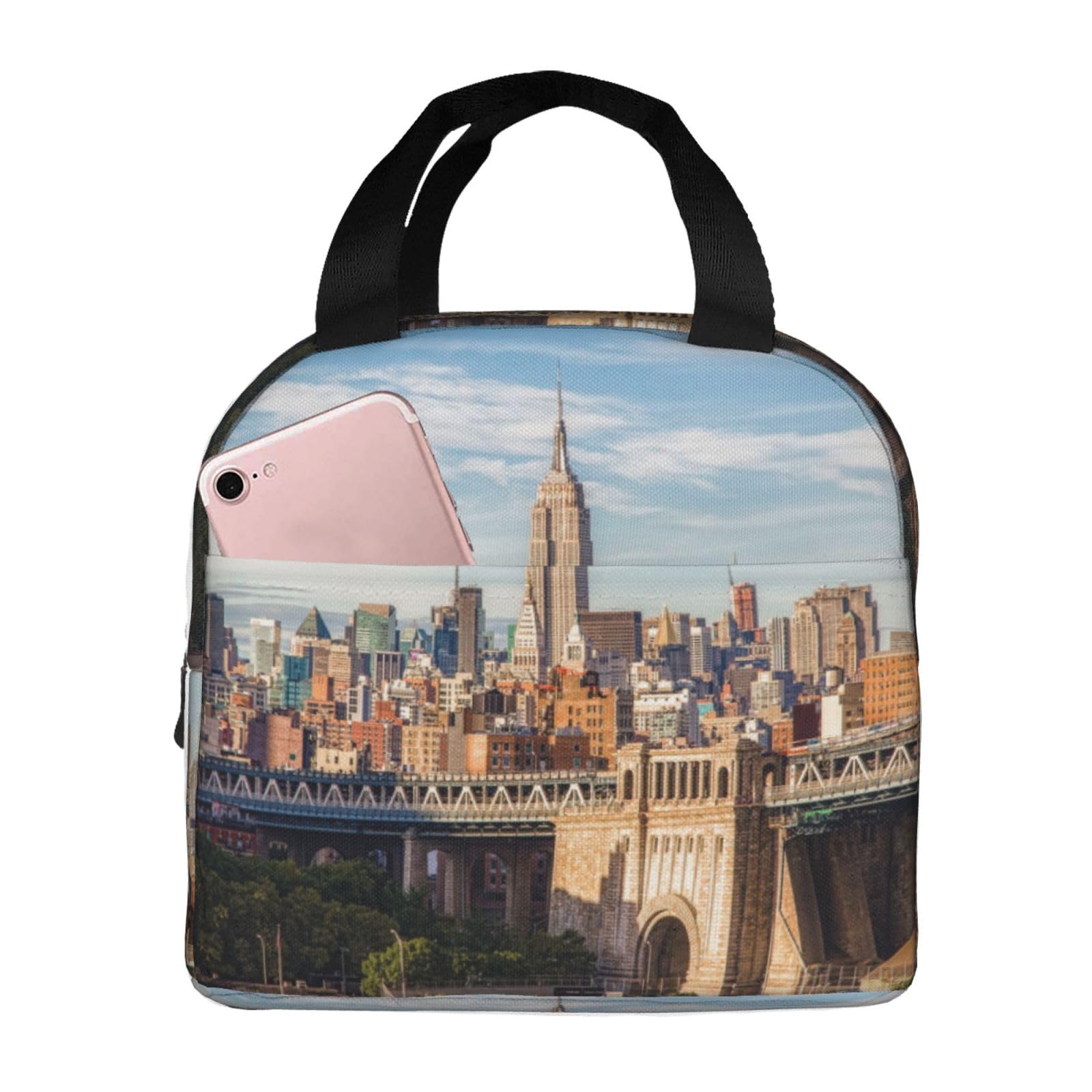 New York City Printed Insulated Lunch Bag for Women - Reusable Lunch Tote, Eco-Friendly Lunch Box & Cooler Bag - Perfect for Work, School, Picnics & Outdoor Activities