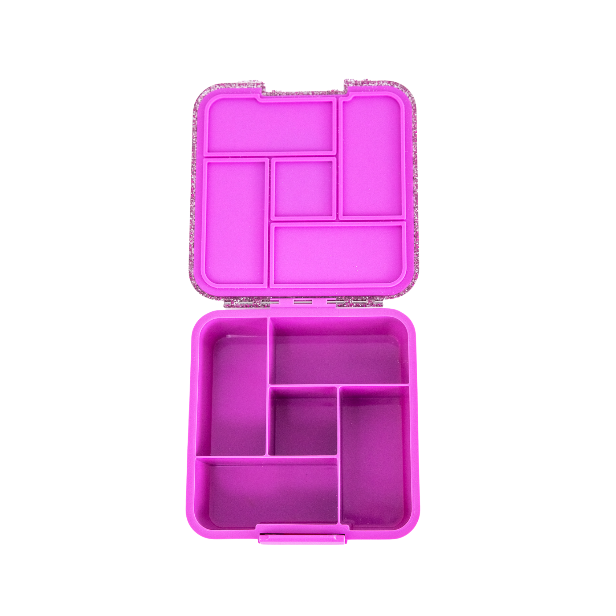 Montii.Co Bento 5 Lunch Box - Magenta Glitter Insulated Food Container for Kids & Adults | Perfect for School, Work, Picnics & Meal Prep