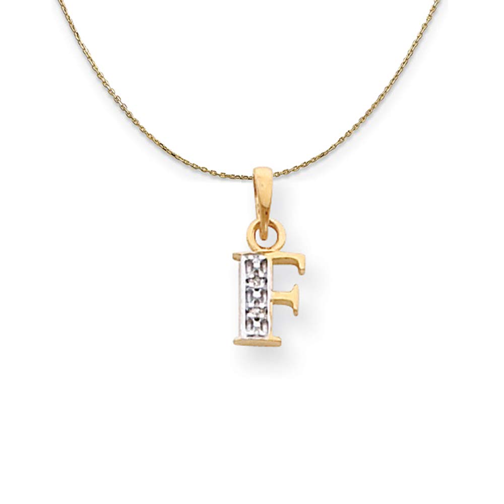 14k Yellow Gold Chloe Mini Diamond Accent Initial F Necklace - Perfect for Everyday Elegance, Gift Giving & Special Occasions