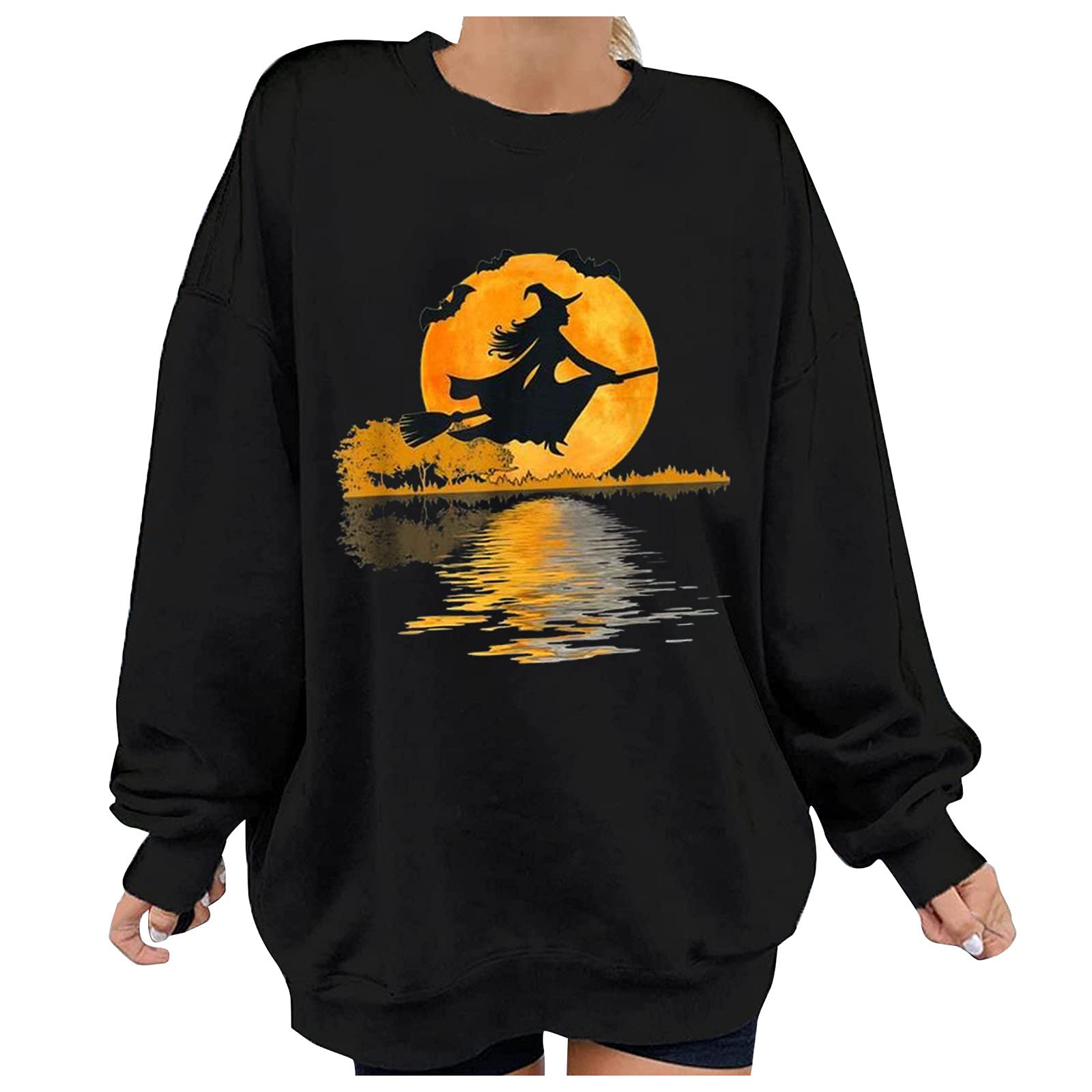 Women's Oversized Halloween Sweatshirt - Cozy Crewneck Long Sleeve Pullover Top for Casual Wear | Perfect for Fall, Winter & Holiday Parties