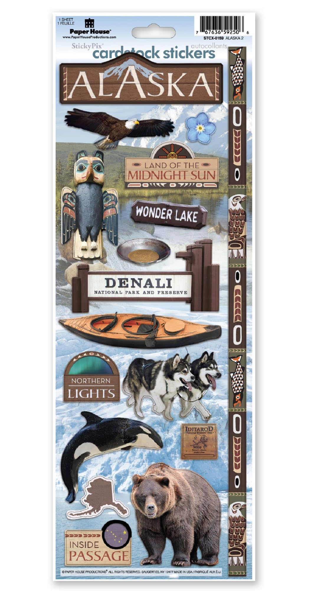 Alaska Scenic Cardstock Stickers for Scrapbooking, Journaling & DIY Crafts - Waterproof Vinyl Decals for Planners, Albums & Home Decor - Classic Landmark Designs