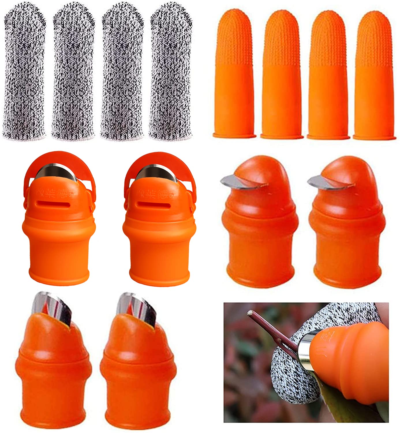 14 Sets Orange Gardening Thumb Knife - Stainless Steel Plant Picking Tool, Pruning Cutter for Strawberries, Vegetables & Herbs | Perfect Gardening Gifts for Harvesting, Trimming & Outdoor Planting