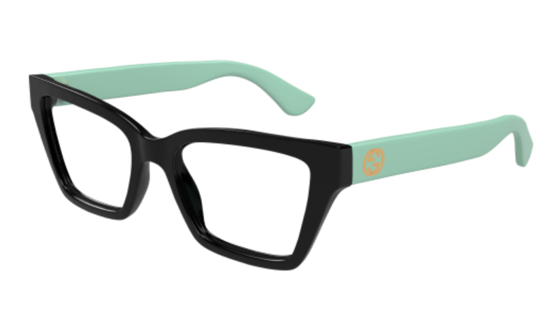 Gucci GG1715O 004 Black/Green Rectangle Women's Eyeglasses - Stylish Designer Glasses for Women, Perfect for Work, Reading & Fashion Accessories