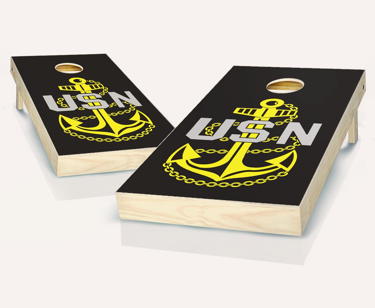 Premium Navy Anchor Cornhole Game Set - 2 Regulation Boards & 8 All-Weather Bean Bags - Perfect for Backyard BBQs, Tailgating, and Beach Parties - Skip's Garage Official