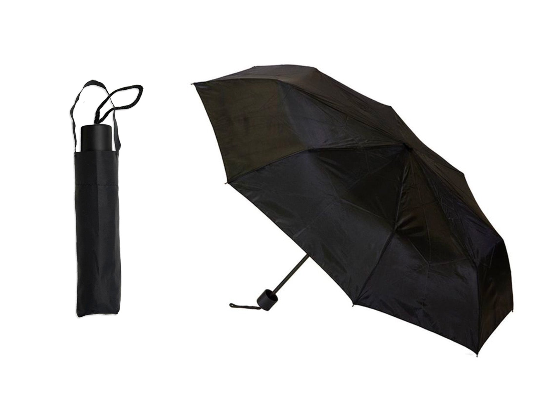 Brellerz Basic Compact Folding Umbrella - Windproof Travel Umbrella with Automatic Open/Close - Perfect for Rainy Days, Commuting, and Outdoor Activities (Black)