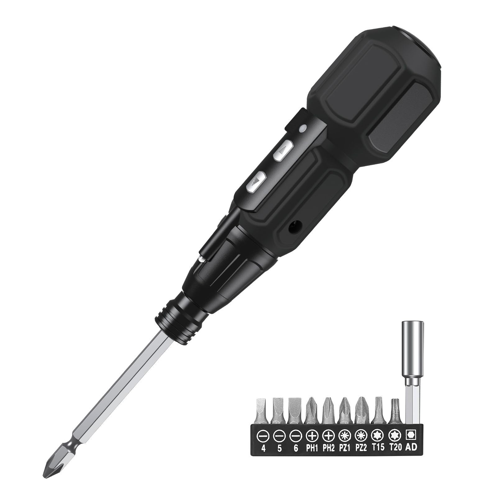 LOFICOPER Cordless Electric Screwdriver Set - Rechargeable Mini Power Tool with 10 Bits, LED Light & Charging Cable - Perfect for Phone Repair, PC Maintenance, Eyeglass Assembly & DIY Projects - Black