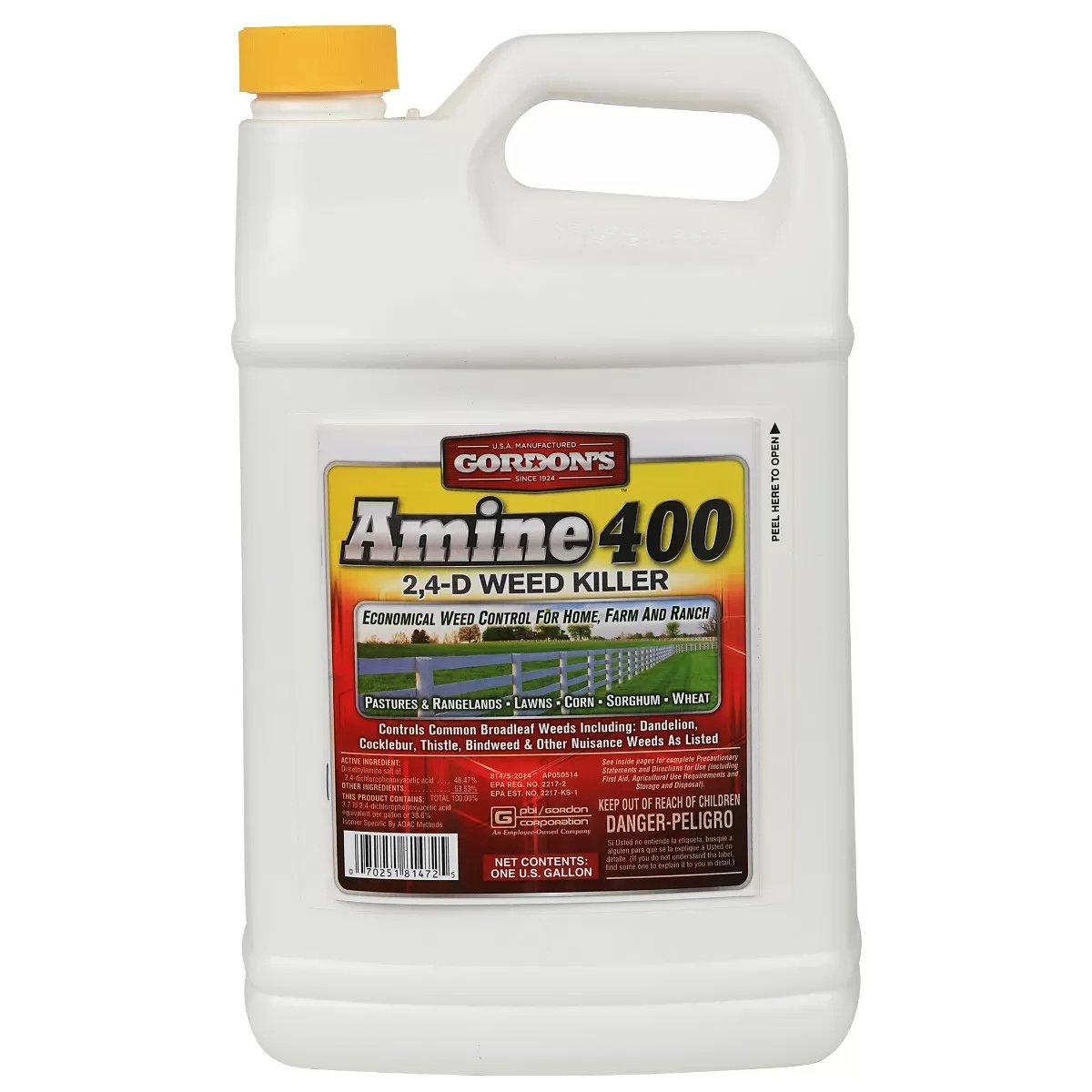 Amine 400 2,4-D Weed Killer Herbicide - 1 Gallon Concentrate for Lawns, Pastures & Agricultural Use | Fast-Acting Broadleaf Weed Control
