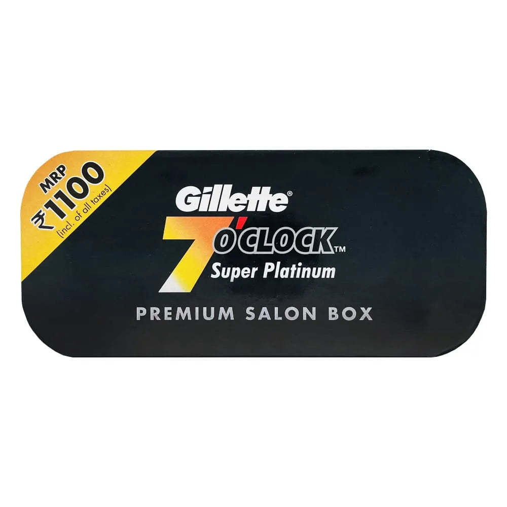 Gillette 7 O'Clock Super Platinum Black Double Edge Razor Blades - 100 Count in Metallic Box - Ultra Sharp & Smooth Shave for Men - Perfect for Home, Travel & Grooming Kits