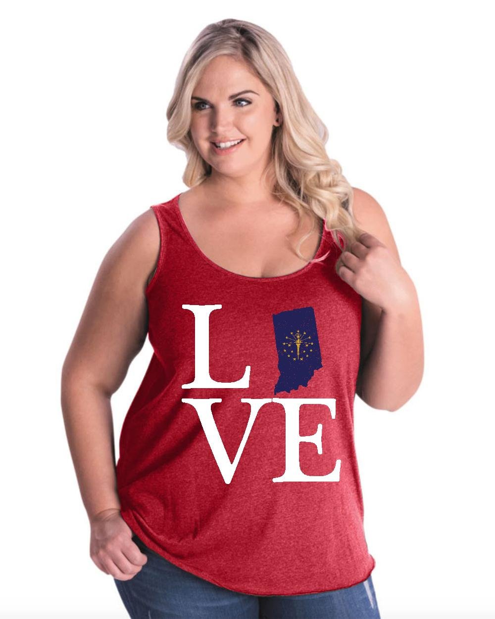 Indiana State Flag Printed Women's Plus Size Tank Top - Comfortable & Stylish Travel Gift for Women - Perfect for Road Trips, Vacations & Patriotic Events