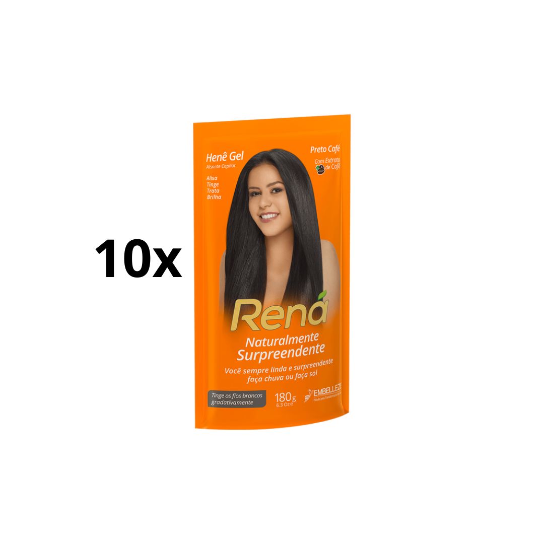 Embelleze Hene Black Coffee Hair Color Smoothing & Straightening Treatment - 10 Pack (180g/6.35 oz Each) for Long-Lasting Shine & Frizz Control | Perfect for Home Use & Salon Professionals
