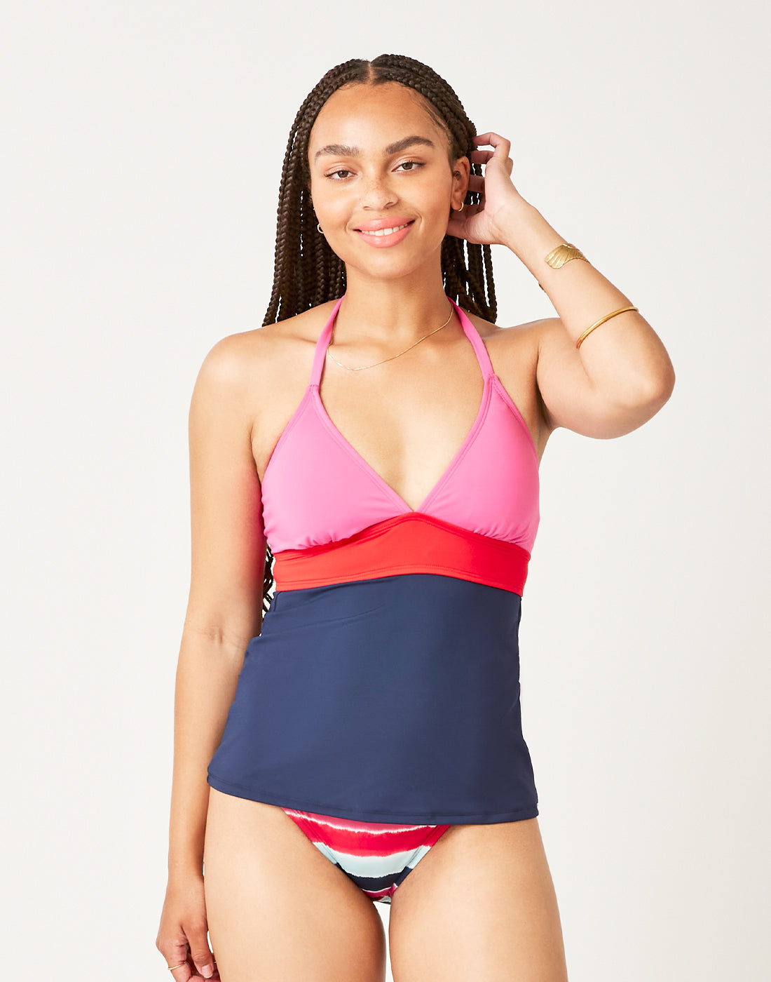 Fuchsia & Navy Dahlia Tankini Swimsuit for Women | Final Sale | Perfect for Beach Vacations, Pool Parties & Summer Getaways