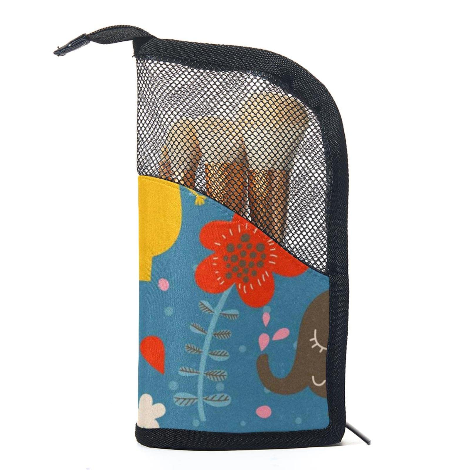 Portable Makeup Brush Organizer Bag with 12 Slots - Cute Elephant Cartoon Design - Travel Cosmetic Brush Holder Case for Makeup Artists & Beauty Enthusiasts - Perfect for Home, Travel & Professional Use