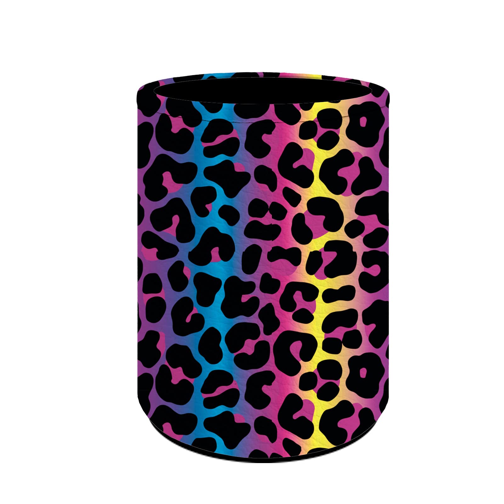 Upetstory Rainbow Leopard Print Leather Pen Holder - Stylish Pencil Cup & Desk Organizer for Office, School, Home or Workspace - Perfect for Organizing Pens, Markers & Stationery Supplies