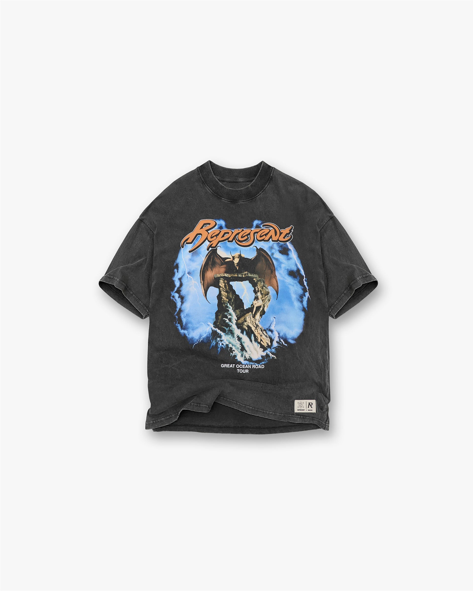 Represent X Marais Vintage Grey Great Ocean Graphic T-Shirt - Soft Cotton Tee for Men, Casual Streetwear & Summer Outfits
