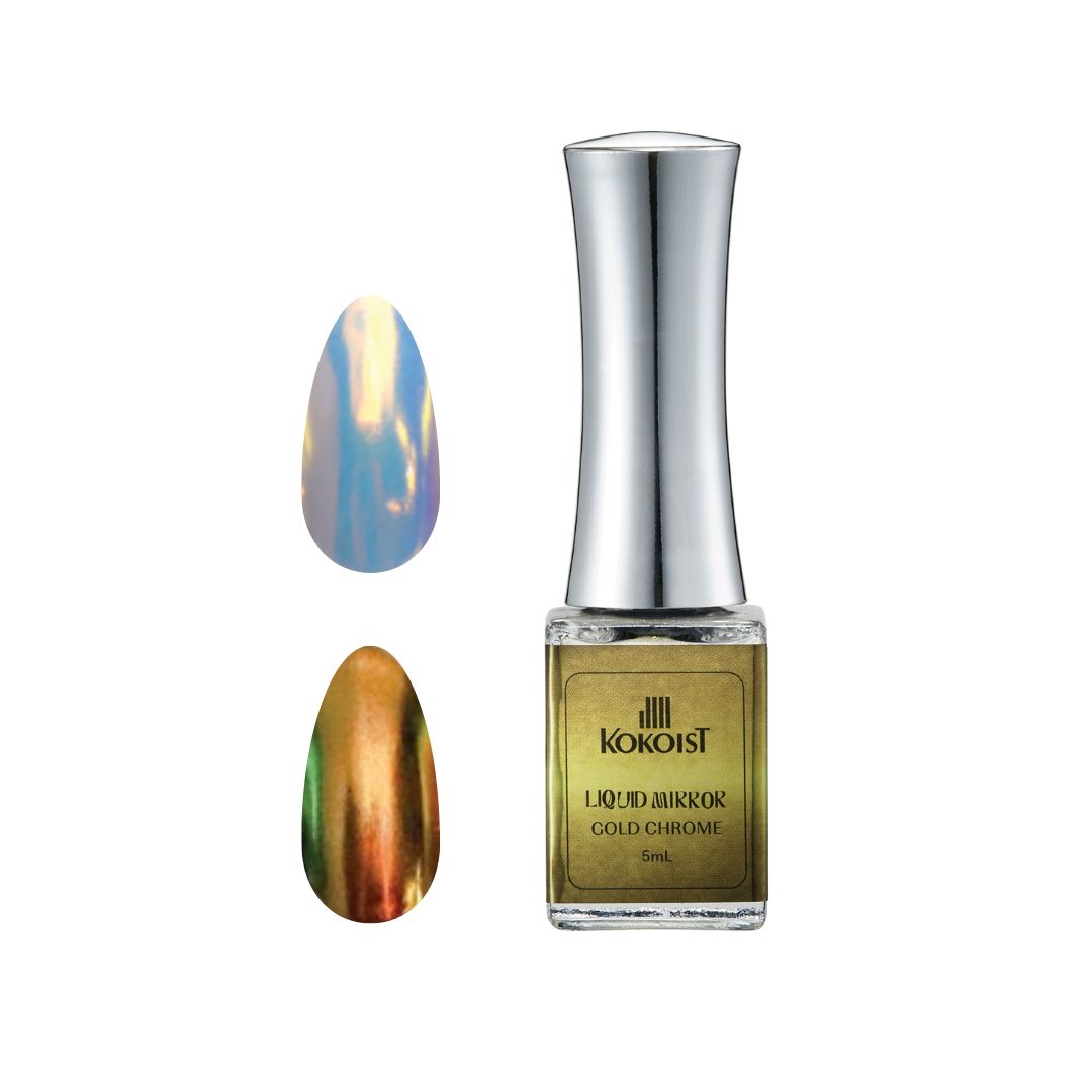Kokoist MR04 Liquid Mirror Gold Chrome Nail Polish - High Shine Metallic Finish for Gel & Acrylic Nails - Perfect for Salon, Home Manicures & Special Occasions