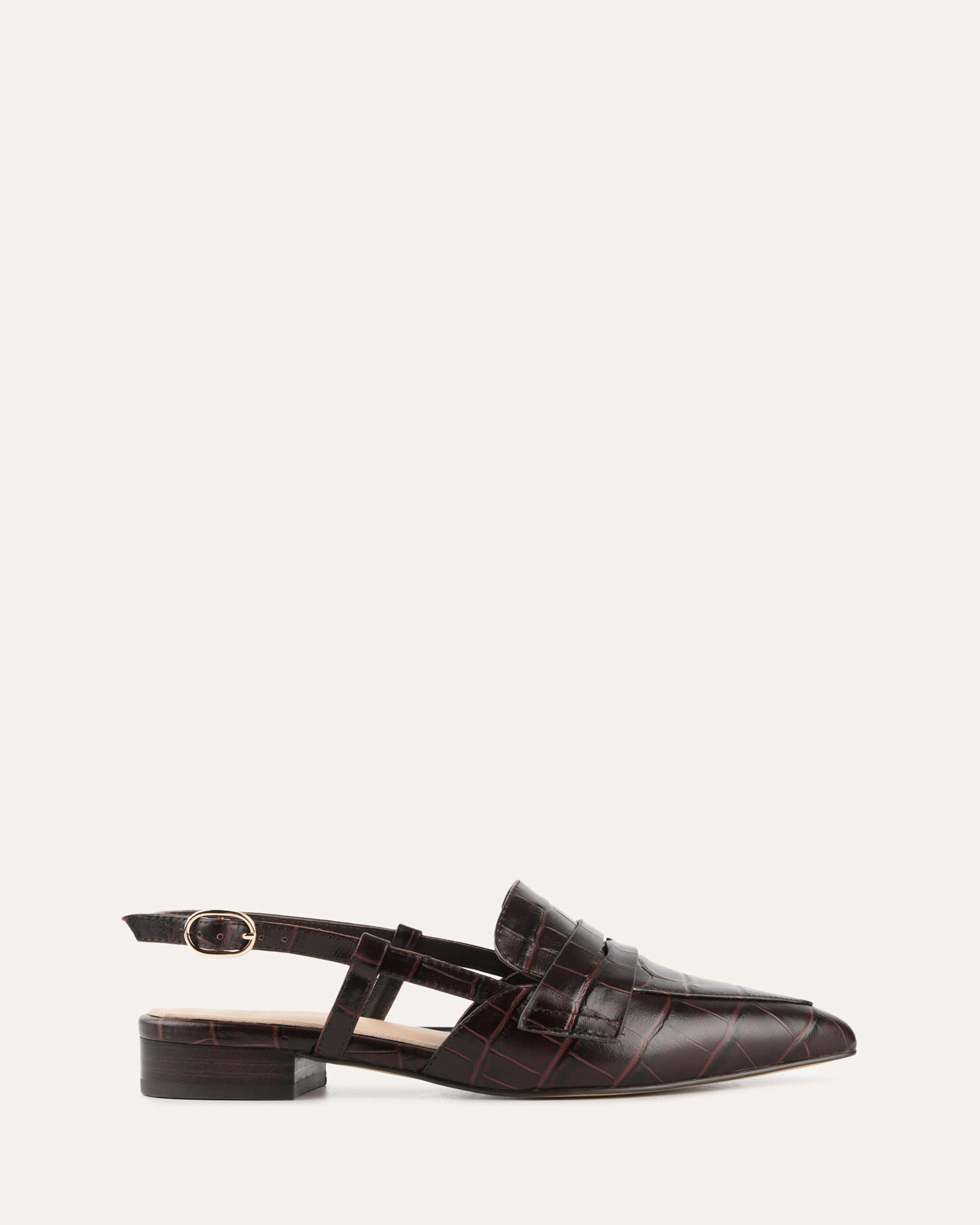 ELOISE Women's Dress Flats Shoes in Chocolate Croc Embossed Leather - Comfortable & Stylish for Work, Office, and Casual Outings