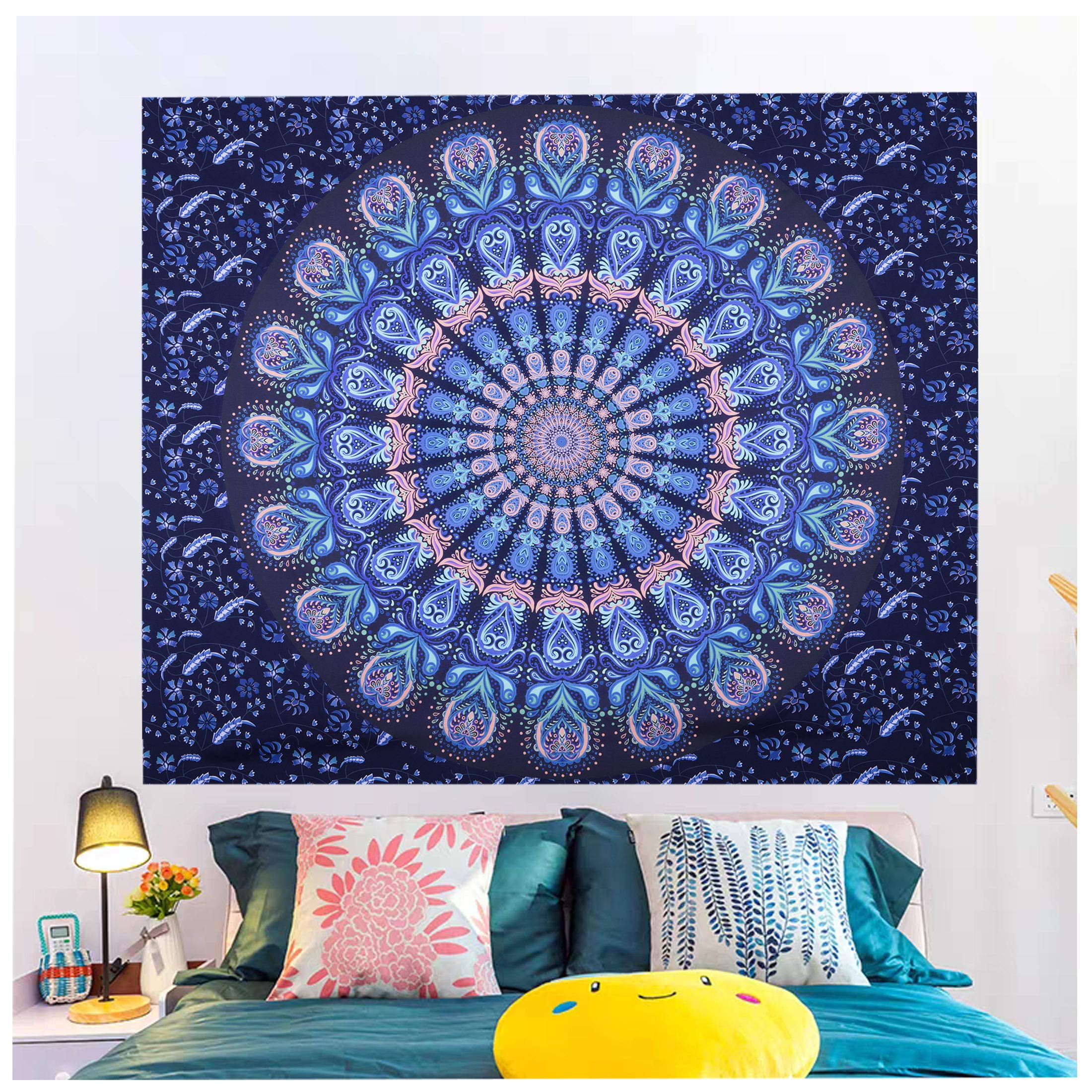 FOCUSSEXY Mandala Tapestry Wall Hanging - Bohemian Hippie Flower Psychedelic Decor for Bedroom, Living Room & Dorm | Perfect for Meditation Spaces, Yoga Studios & Festival Decorations