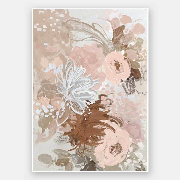 Blush Blossom Delight Floral Wall Art Print - Elegant Pink Flower Painting for Home Decor, Living Room, Bedroom & Office