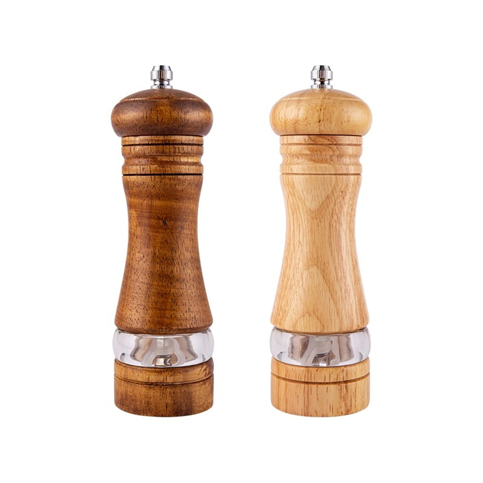 Premium Oak Wood Pepper Mill and Salt Grinder Set - 6 Inch Ceramic Rotor Spice Shakers with Adjustable Coarseness - Perfect for Kitchen, Dining Table & Gourmet Cooking Gifts
