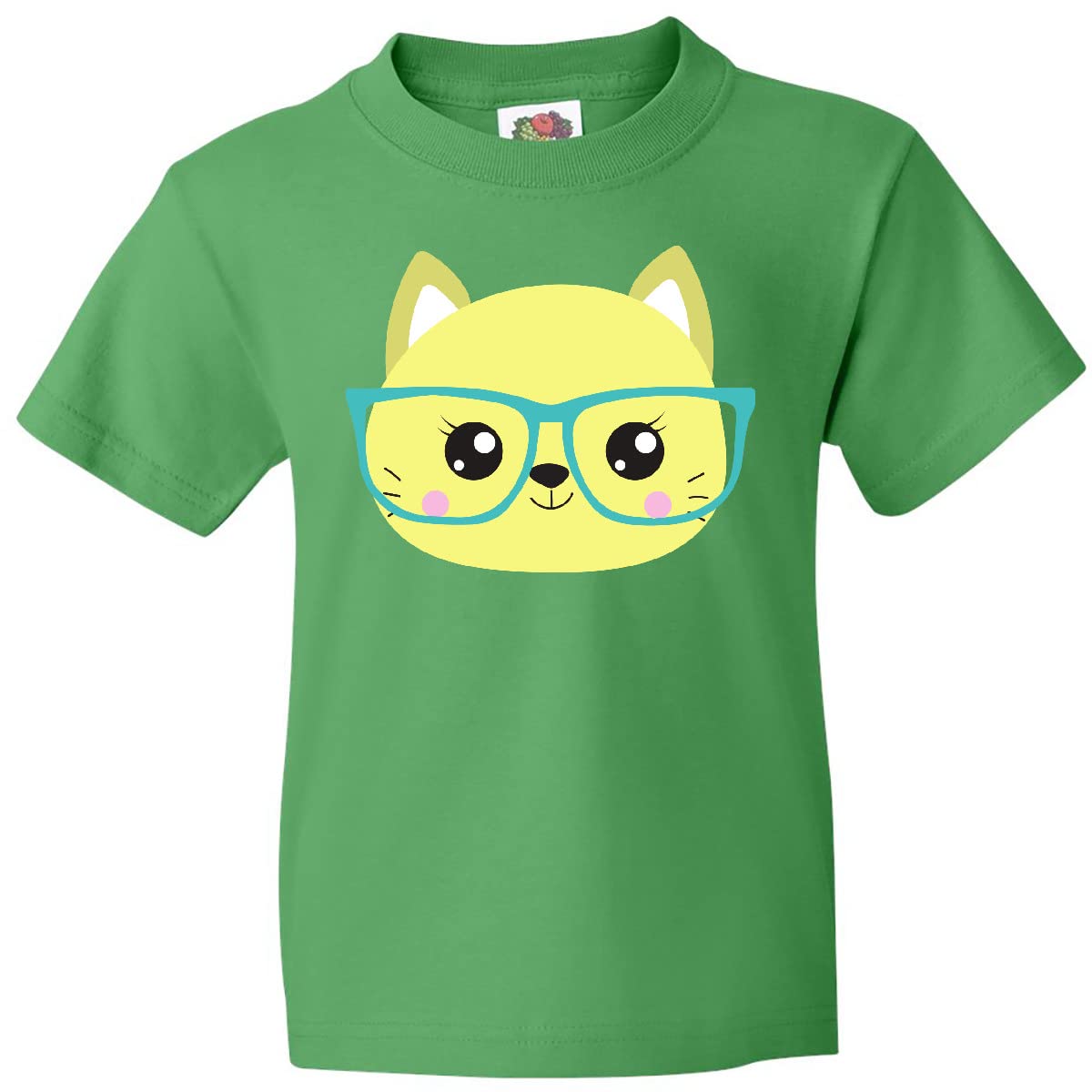 Inktastic Hipster Cat with Glasses - Cute Kitten Graphic Youth T-Shirt for Boys & Girls - Perfect for Casual Wear, School, and Cat Lovers Gifts