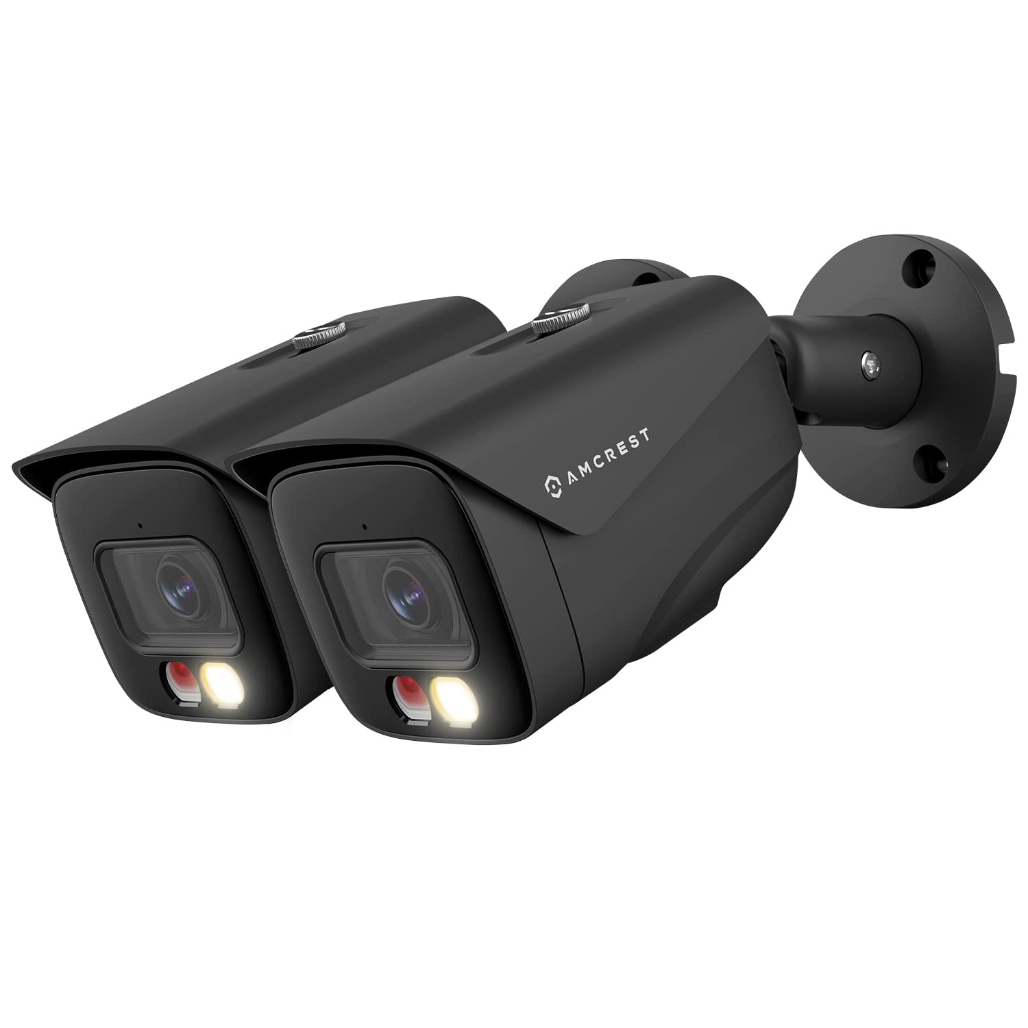 Amcrest 2-Pack 4K UltraHD PoE AI Security Camera with 129° FOV, 49ft Color Night Vision, Human & Vehicle Detection, Active Deterrent - Outdoor Bullet Camera for Home & Business Surveillance (Black)