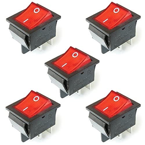 WorldCare® Red 4 Pin On/Off Push Button Switch 250V 15A AC 125V 20A - 2Pcs/Lot - Durable Electrical Switch for Industrial Control Panels, Machinery, and DIY Electronics Projects