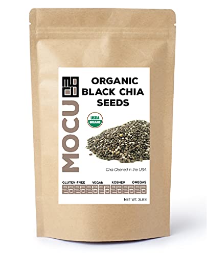 Organic Chia Seeds USDA Certified | Triple Cleaned & Cold Stored in USA | Freshly Harvested 3lb Bulk | Perfect for Smoothies, Baking & Healthy Snacks