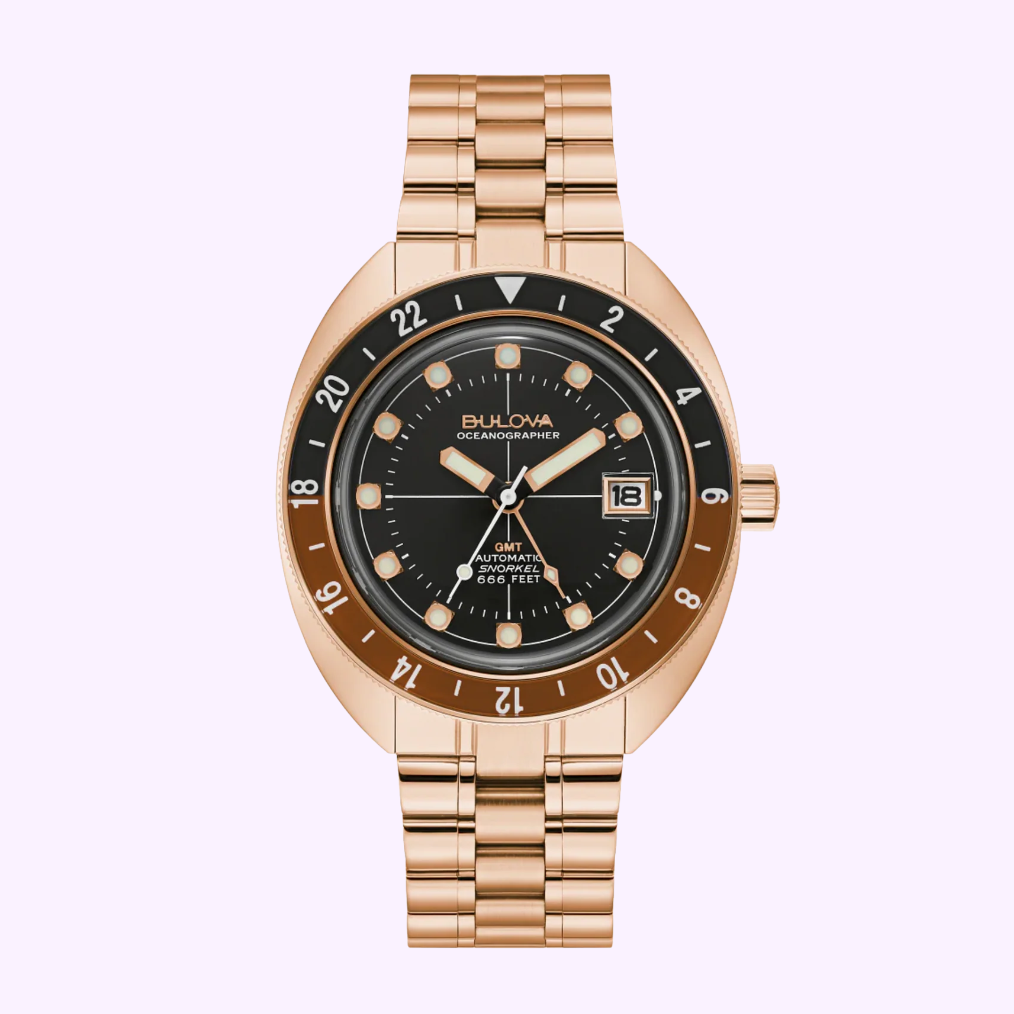Bulova 97B215 Oceanographer GMT Watch for Men - Stainless Steel Diver's Watch with GMT Function, Water Resistant 200M - Perfect for Travel, Diving & Business Occasions