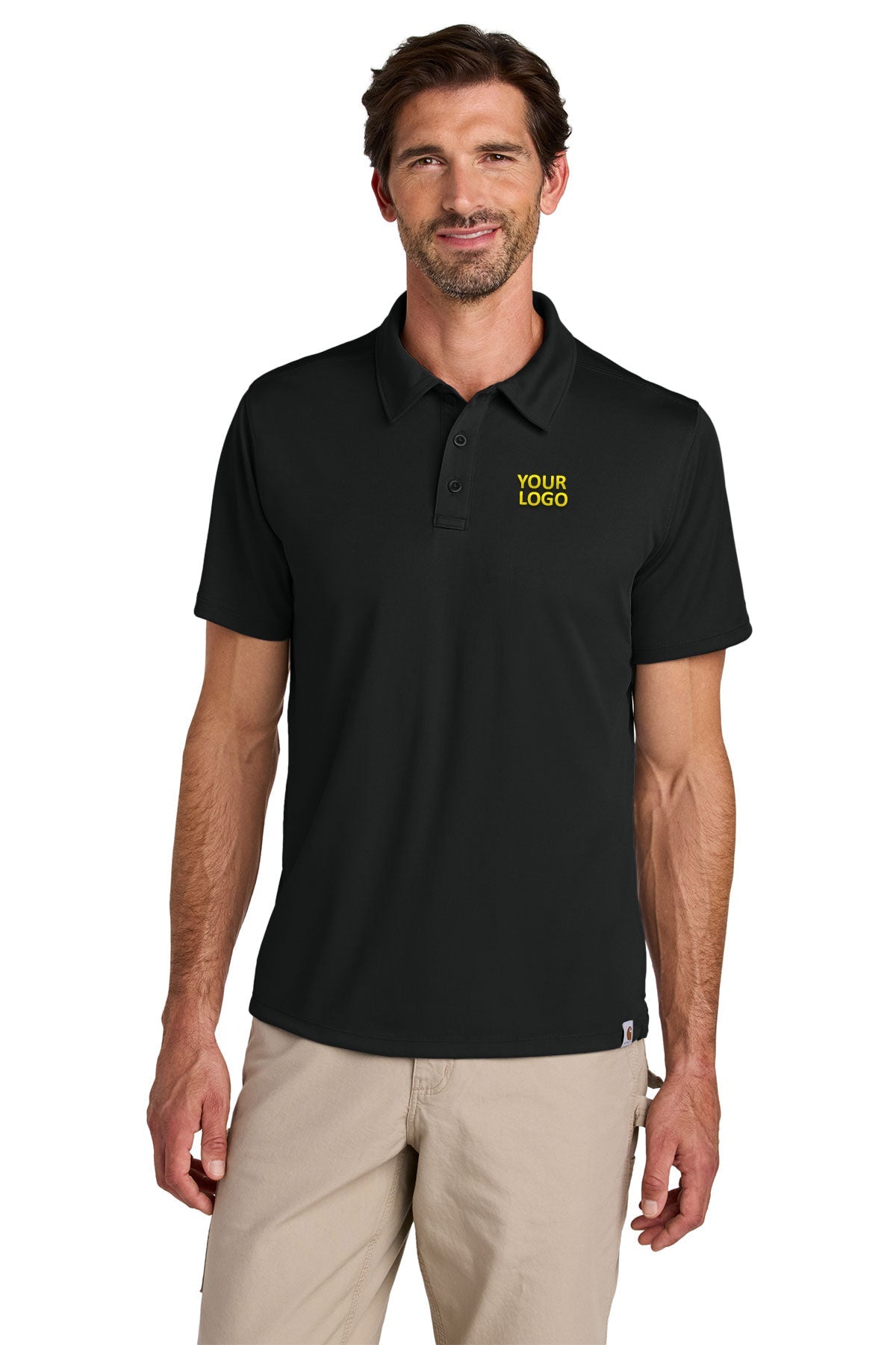 Carhartt Force Sun Defender Custom Polo Shirt for Men - UPF 50+ Sun Protection, Moisture Wicking, Breathable Work Shirt - Black - Perfect for Outdoor Work, Golf, and Summer Activities