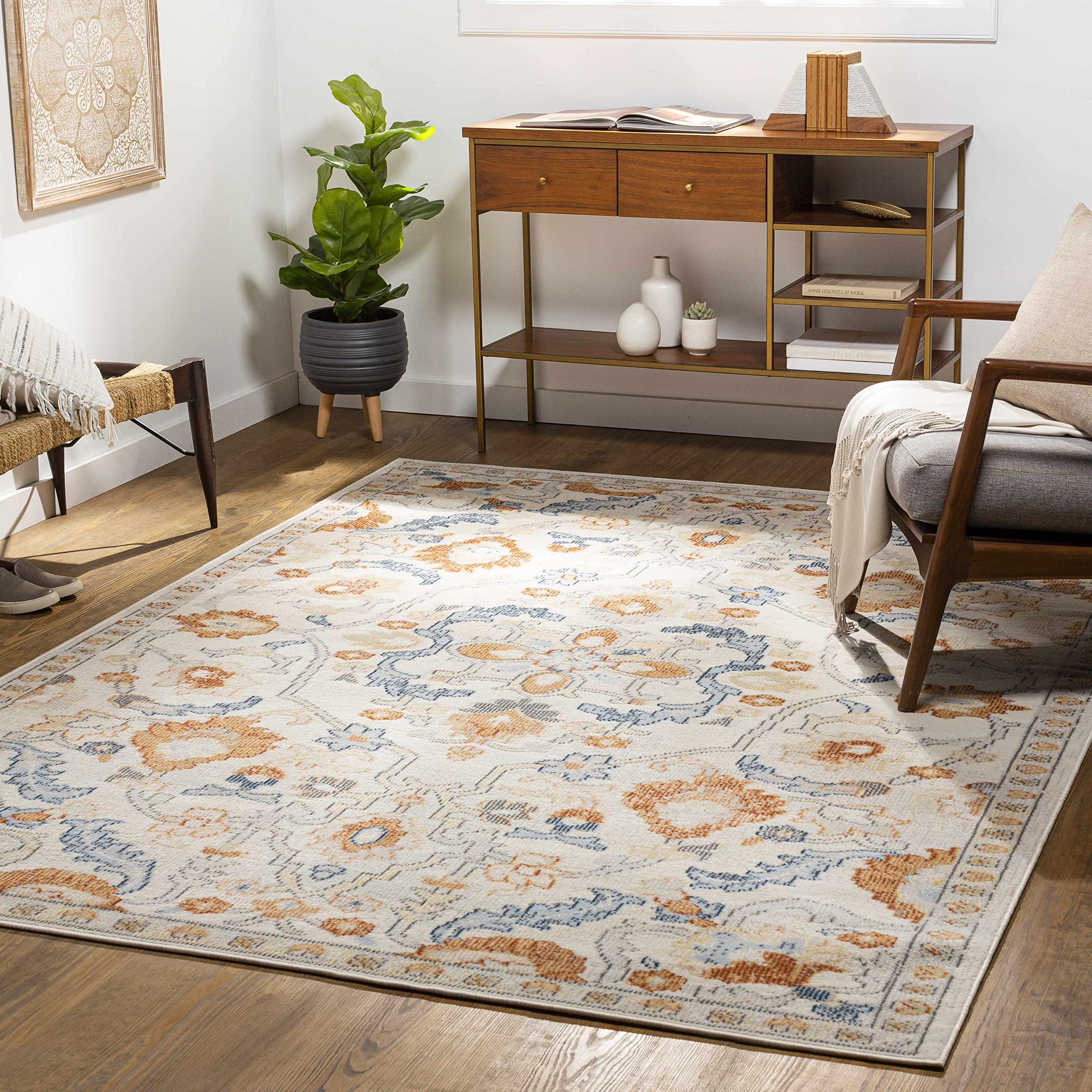 Gainza 5' x 7' Soft Plush Area Rug - Non-Slip Living Room Carpet for Bedroom, Home Decor - Cozy & Durable Floor Mat for Family Room, Office, Dorm