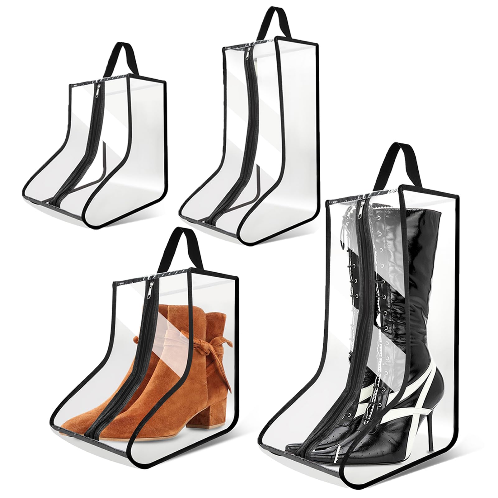 CiBiZi Waterproof Tall Boot Bags Organizer - 4 Pack Travel Shoe Storage for Cowboy & Ski Boots | Portable Hangable Dust-Free Shoe Bags for Men & Women | Perfect for Travel, Closet Organization & Boot Protection