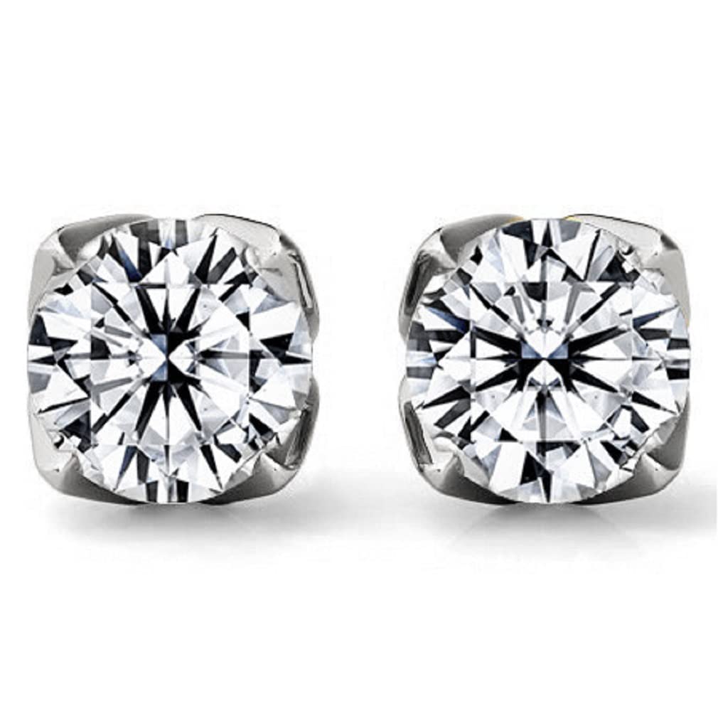 10K/14K/18K Solid White Gold Handmade Moissanite Stud Earrings - 2.5 TCW Round Cut Diamond Simulant Earrings for Women - Solitaire Leaf Prong Design with Push/Screw Back - Perfect Anniversary, Engagement & Wedding Gift - Ideal for Daily Wear, Special Occasions & Bridal Jewelry