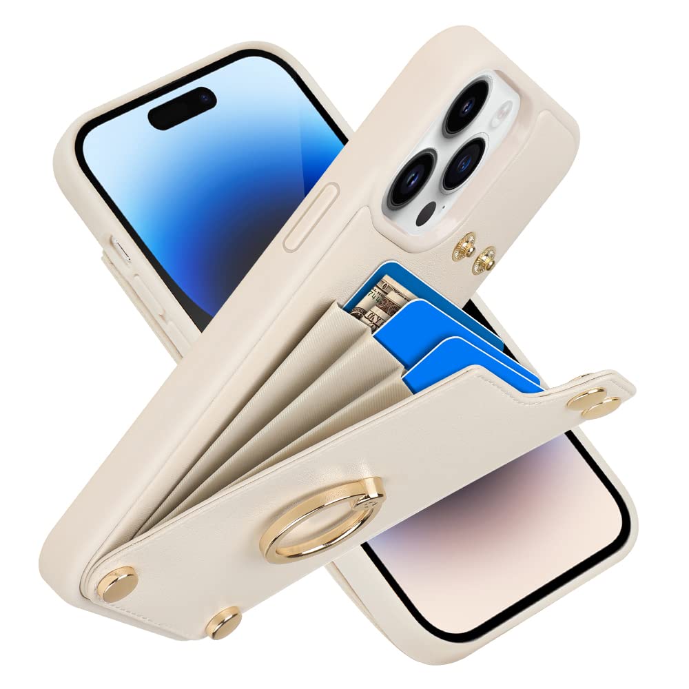LAMEEKU Leather Wallet Case for iPhone 14 Pro Max (6.7