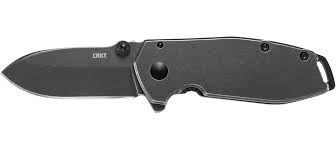 CRKT 2493 Squid Folding Knife - Black Stonewash Blade & Stainless Steel Handle - EDC Pocket Knife for Camping, Hiking, and Everyday Carry